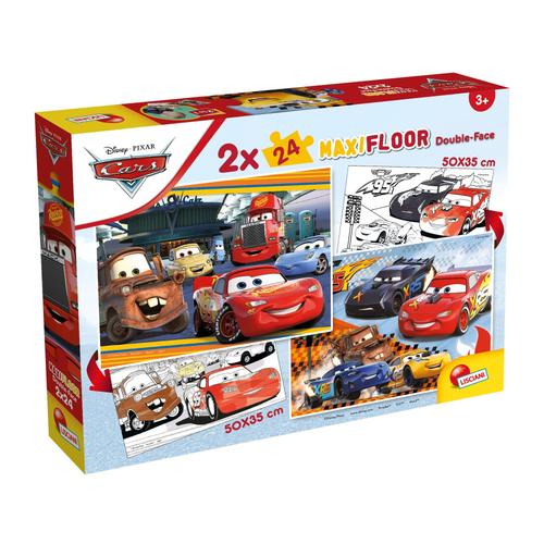 Lisciani Puzzle Pour Enfants A Partir De 3 Ans 2 X 12 Pi Ces 2 En 1 Double Face Recto Verso Avec Le Dos Colorier - Disney Cars - 91713