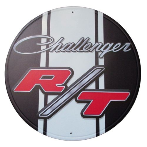 Plaque Ronde Challenger Rt Tole 30cm Deco Garage Americain