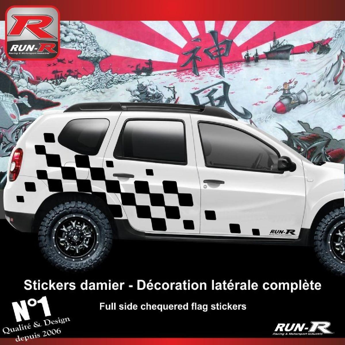 Stickers Toit Damier - Autocollant voiture –