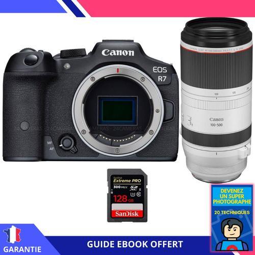 Canon EOS R7 + RF 100-500mm F4.5-7.1 L IS USM + 1 SanDisk 128GB Extreme PRO UHS-II SDXC 300 MB/s + Ebook 'Devenez Un Super Photographe' - Hybride Canon