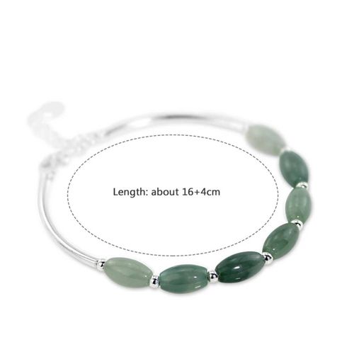 Bracelet En Argent 925 Sterling Pierre Naturelle De Jade