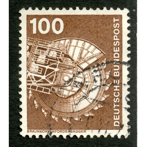 Timbre Oblitéré Deutsche Bundespost, Braunkohlenforderbagger, 100
