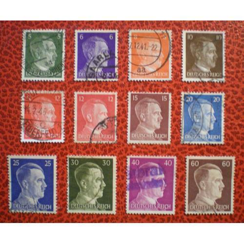 Lot De 12 Timbres Oblitérés - Allemagne - Troisième Reich - Deutsches Reich - Effigie D'hitler - Année 1941