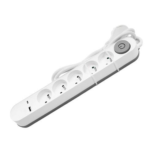 DLH - Unité de distribution d'alimentation - 3500 Watt - entrée : Type E - connecteurs de sortie : 5 (Type E, USB, 24 pin USB-C) - 1.4 m cordon - France - blanc