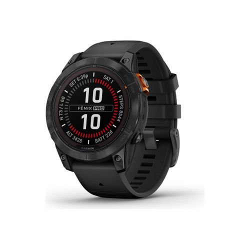 Garmin Fenix 7 Pro Solar - 47 Mm - Gris Ardoise - Montre De Sport Avec Bracelet - Silicone - Noir - Taille Du Poignet : 125-208 Mm - Affichage 1.3" - 32 Go - Bluetooth, Ant+, Wi-Fi - 79 G