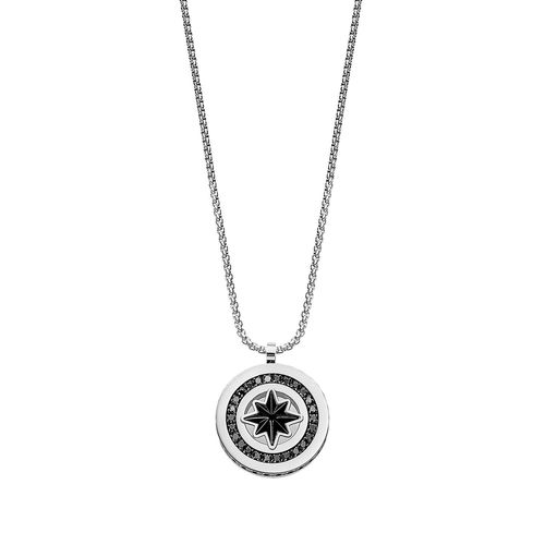 Collier Fantaisie Lotus Style Men In Black Pendentif Rose Des Vents