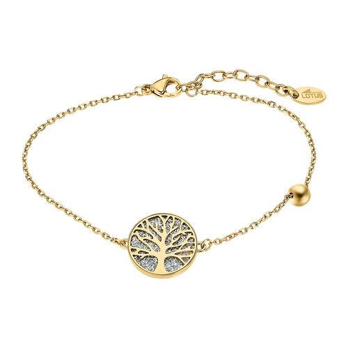 Bracelet Lotus Style Medaillon Arbre De Vie Acier Doré
