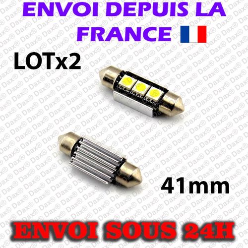 2 Ampoules Dax® C5w Navette 41 Mm 3 Leds Blanches Cool