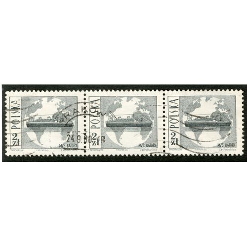 Trois Timbres Oblitérés Polska, M/S Batory, 1966, 2 Zl