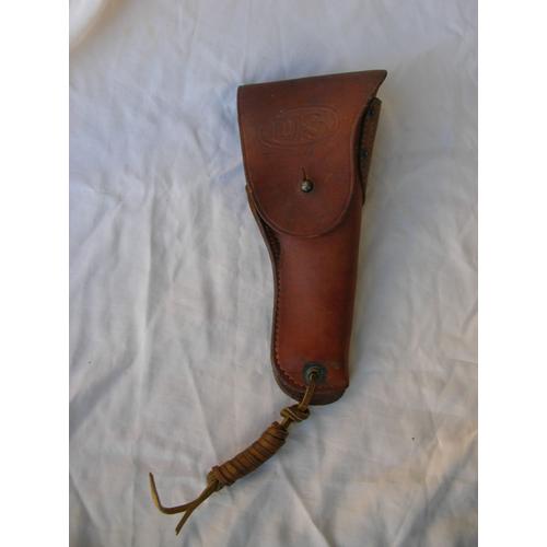 Ww2 Us Holster De Ceinturon Militaire Américain " Boyt 44 " Avec Sa Lanière Et Embout Tbe