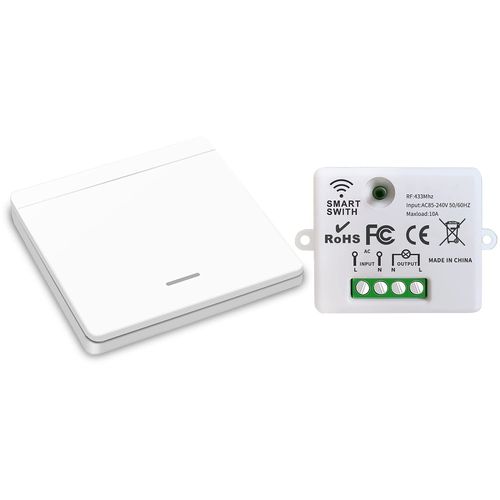 CHECARZHN--NO1-Interrupteur D'Éclairage Sans Fil, Interrupteur De Sécurité De L'Émetteur Rf Et Contrôleur De Récepteur 10A, Installation Facile Pour Lampe Jusqu'À 1500W