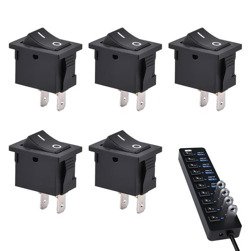 CHECARZHN--NO1-5 Pièces Interrupteur À Bascule Spst On-Off, Mini Interrupteur Bascule Kcd1 Rectangulaire 2 Positions 2 Bornes 6A 250V Ac 10A 125V Ac Noir, Pour Appareils Électriques, Équipement Indus