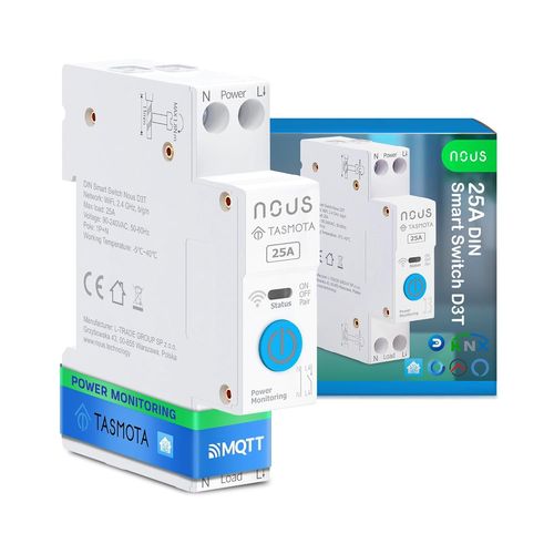 CHECARZHN--NO1-Interrupteur Din Intelligent 25 A Avec Tasmota (Esp32), Surveillance De L'Énergie, Compatible Avec Mqtt, Home Assistant, Mat, Commande Vocale Avec Alexa, Google Assistant