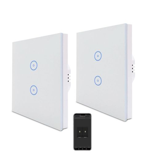 CHECARZHN--NO1-Zigbee Lot De 2 Interrupteurs Intelligents À 2 Voies Avec Télécommande Pour Maison Et Bureau Blanc