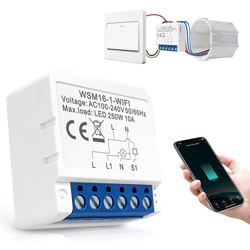 CHECARZHN--NO1-Module D'Interrupteur Intelligent 1 Voie Wifi Mini Interrupteur Diy Pr En Charge De La Commande Bidirectionnelle Compatible Avec Alexa Google Home Tuya/Smart Life App
