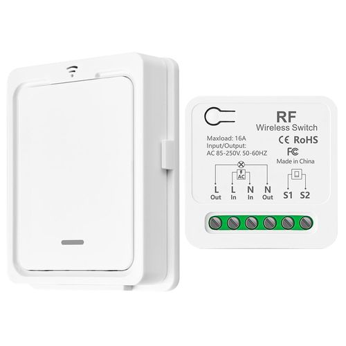 CHECARZHN--NO1-Interrupteur De Lumière Sans Fil/Compatible Avec Les Interrupteurs Manuels, Récepteur À Relais De 10A Et Télécommande, Interrupteur Marche/Arrêt Pour Des Lampes Jusqu'À 1500 W