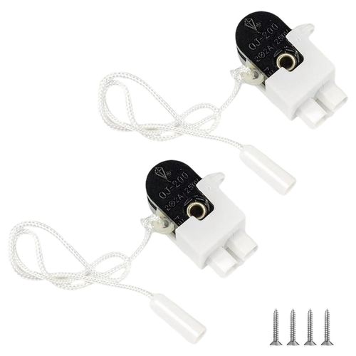 Checarzhn--No1-2 Pièces Interrupteur À Tirette, Interrupteur Tirette Corde 2x2 A 250 V, Mini Interrupteurs À Tirette Pour Lampe Salle De Bain Ventilateur De Plafond Luminaires Commutateur