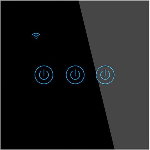 CHECARZHN--NO1-Interrupteur Mural Tactile Télécommande Intelligente Sans Fil Pr En Charge De La Commande Vocale Partage De La Famille Fonction De Minuterie Fil Neutre Requis(Noir,3Gang)