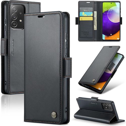 Kal-Coque Pour Samsung Galaxy A52 5g/4g, Étui Housse En Rfid Protection Premium Pu Cuir Portefeuille Rabat Case Magnétique Stand Antichoc, Étui Case Pour Samsung Galaxy A52 (5g/4g)/A52s 5g, Noir