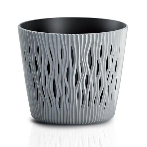 Pot De Fleurs 15,8 Cm Sandy Rond Avec Insert Gris