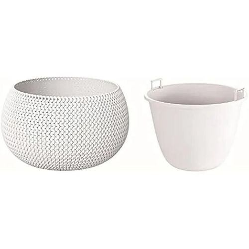 Bowl - PROSPERPLAST - Pot rond en plastique blanc - 18x18x13 cm - Design contemporain - Durable