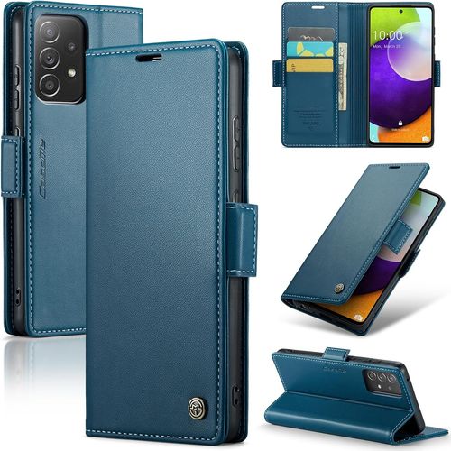 Kal-Coque Pour Samsung Galaxy A52 5g/4g, Étui Housse En Rfid Protection Premium Pu Cuir Portefeuille Rabat Case Magnétique Stand Antichoc, Étui Case Pour Samsung Galaxy A52 (5g/4g)/A52s 5g, Bleu