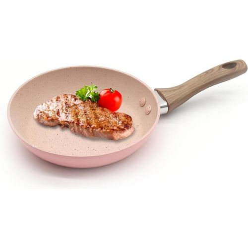 KALANKA-Mini Poêle Induction Tefal 16 cm, Rose avec Poignée en Bois, Petite Poêle à ?uf pour Camping, Cuisine, Cuisinière à Gaz