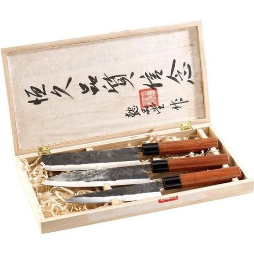 Ensemble De 3 Couteaux Forgés Main Et Manche En Bois: Cuisine & Maison