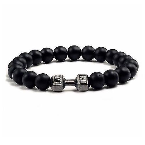 Bracelet D'haltères Traintough, Bracelet De Perles Pour Hommes De Haute Qualité Bracelet D'haltères En Pierre De Lave Volcanique Cadeaux Pour Hommes Noir