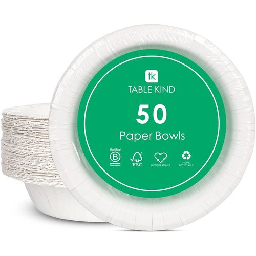 Kalanka-Table Kind 50 X Bols En Papier Jetables En Vrac Pour Le Camping, La Restauration, Usage Quotidien Pour Salade, Dessert, Céréales, Fournitures De Fête D'anniversaire Recyclables 23 Cm