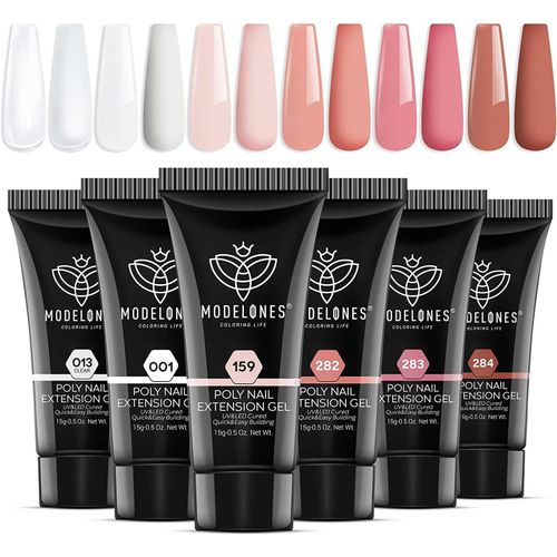 Kalanka-Modelones Polygel 6 Couleurs 15 Ml Extension Pour Ongles Faux Ongles Rose Construction Vernis Semi Permanent Quick Building Extender Gel Complet Pour Manucure Nail Art Debutant 
