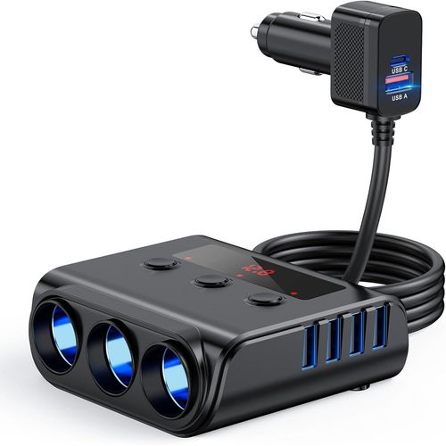 180w Multi Prise Allume Cigare Adaptateur,9 In 1 Chargeur Allume Cigare De Voiture 3 Prise 12v/24v Chargeur Voiture Usb 5 Ports Usb Allume Cigare Usb Avec Interrupteur Led Voltage Pour Phone Gps Dash