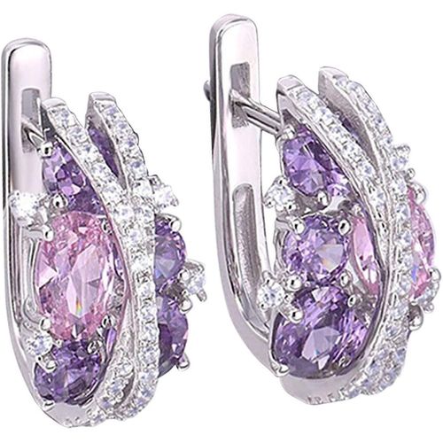 1 Paire De Boucles D'oreilles Vintage Créatives En Forme De Double X, Améthyste Vintage Créatives En Forme De Double X Creuses En Zircon Pour Femmes Roses
