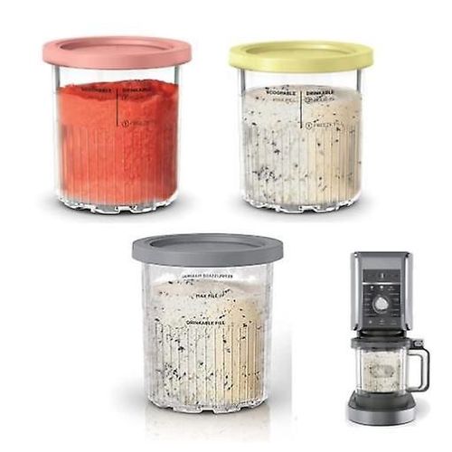 Récipients et couvercles de remplacement pour pintes de crème glacée compatibles avec les pintes Ninja Creami série Nc500 Nc501 gris