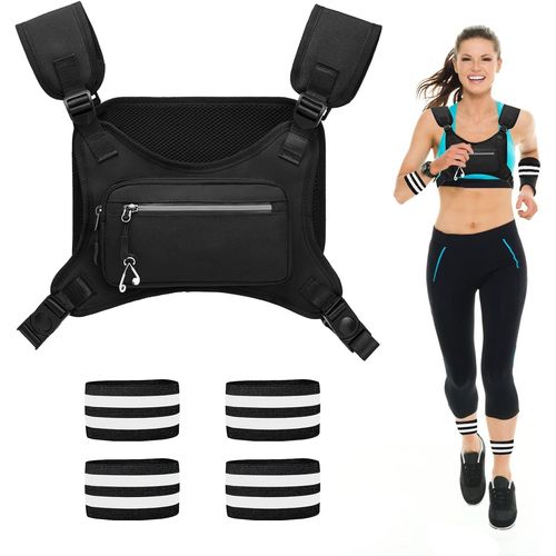 Kalanka-Porte-Téléphone De Course Pour Gilet, Running Vest Réfléchissant Avec 2 Pochette Pectorale, Porte Telephone Course A Pied Étanche, Bretelles Et Ceinture Réglables, Avec 4 Sangles Réfléchissan
