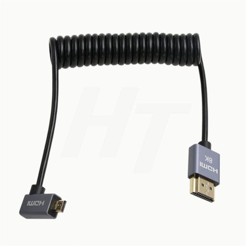 ERYI-Micro Hdmi 4K 8K 60Hz Câble Spiralé Hdmi À Angle Droit Pour Sony A7Iii A7Riv Canon R5 R6 Gh4 S5 Z50 Caméra Atomos Ninja V Portkeys Moniteur Type A D Hdmi 2.1