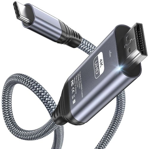 ERYI-Câble Usb C Vers Hdmi 1M [4K @ 60 Hz], Câble Tressé Usb Type C Vers Hdmi [Compatible Thunderbolt 3] Pour Iphone 15 Série,Macbook Pro/Air 2021,Ipad Pro/Air,Samsung Galaxy S21,S22