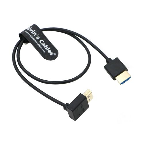 ERYI-8K Hdmi 2.1 Câble Grande Vitesse Mince Hdmi Droit Vers Hdmi À Angle Vers Le Haut Pour Atomos Ninja V Moniteur, Z Cam E2, Pour Sony Fs5 | Fs7| A7S3 Appareils Photo 19,7 Pouces | 50Cm
