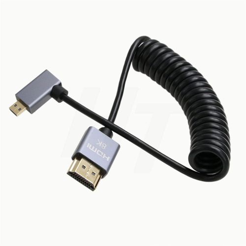 ERYI-Câble Spiralé Micro Hdmi Vers Hdmi À Angle Droit 4K 8K Pour Sony A6400 A7R Canon R5 R7 Gh4 S5 Z50 Caméra Atomos Ninja V Portkeys Moniteur Type A D Hdmi 2.1