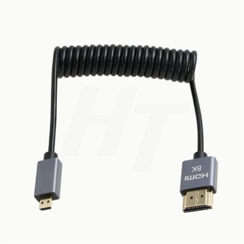 ERYI-Câble Spiralé Micro Hdmi Vers Hdmi Standard 4K 8K 60Fps Pour Atomos Ninja V Monitor Sony A6400 A7S Canon Eos M R5 R7 Gh4 X-T4 Z50 Caméra Type A D Hdmi 2.1 30 Cm