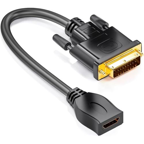 ERYI-Câble Adaptateur Dvi Vers Hdmi - Dvi Mâle Vers Hdmi Femelle 24+1-1080P Full Hdtv 1920X1080 - Contacts Dorés - Tv Beamer Pc - Noir