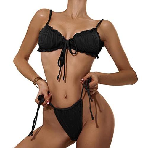 Maillots De Bain Bikini Triangle Portefeuille Pour Femmes Avec Jupe De Plage En Maille