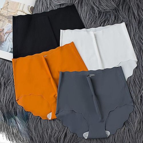 4 Pièces Femmes Sans Couture No Show Culotte Invisible Glace Sous-Vêtements En Soie Doux Extensible Sous-Vêtement Bikini Culotte Taille Xl