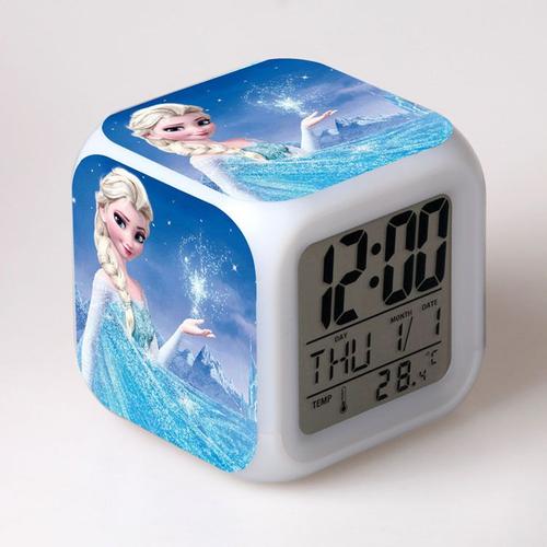 Réveil Horloge Cube Led 7 Couleurs Reine des Neiges -Cadeau Décoration de Noël