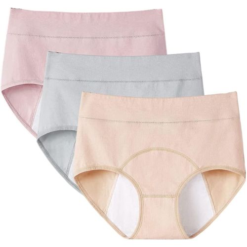 Pièces Pantalons Menstruels Flux Lourd Femmes Culottes Étanches Coton Sous-Vêtements Menstruels Femmes Slips Menstruels 3xl Rose Bleu Beige