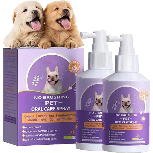 Spray Nettoyant Buccal Pour Animaux De Compagnie, Spray Nettoyant Pour Les Dents Des Chiens Et Des Chats, Spray Désodorisant Pour L'haleine Des Animaux Domestiques, Élimine Le Calcul Et Le Déodorant, 2 Pièces 