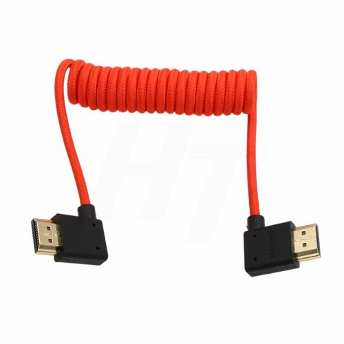 ERYI-Câble Hdmi 2.1 4K 120Fps 8K 60Fps Pour Atomos Ninja V Sony A7Siii Canon C300 C500 Ronin Rs2 Moniteur Caméra Angle Droite Gauche Type A Tressé À Droite, Rouge Coiled 30Cm