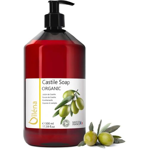 Eryi-- Savon De Castille Liquide Bio 100% Naturel | Mains, Visage, Corps, Cheveux | Sans Parabens, Silicones | Vegan | Savon Bébé Bio | Gel Douche, Camping, 500 Ml 