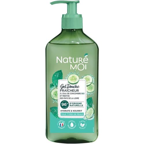 Eryi-- Gel Douche Fraicheur - Hydrate Et Nourrit - Tous Types De Peaux - Concombre Et Menthe Bio - 96 Pour Cent D'origine Naturelle - Formule - 500 Ml 