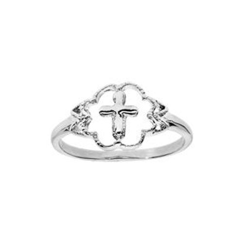 Bague Argent Rhodié Avec Croix